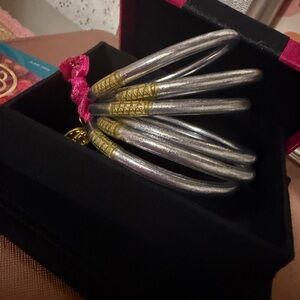 Silver and Gold Wrap Accent Coil Hair Bracelet for Women